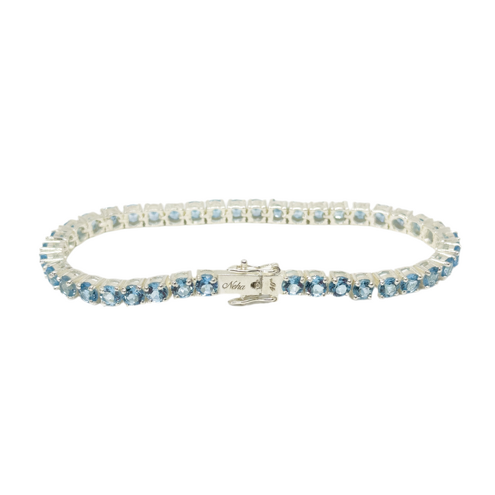 Unisex Blue Topaz Tennis Bracelet