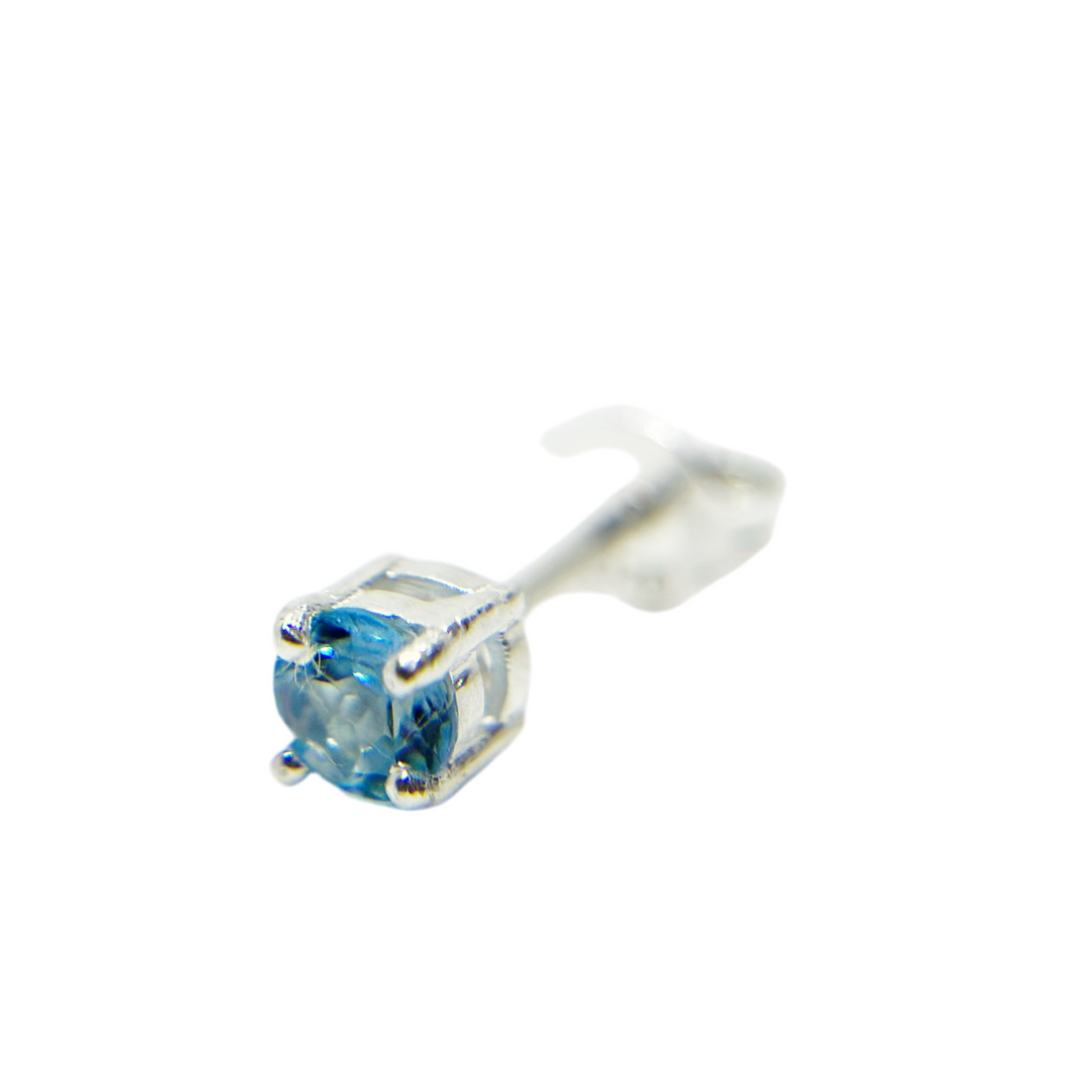 Unisex Blue Topaz Studs