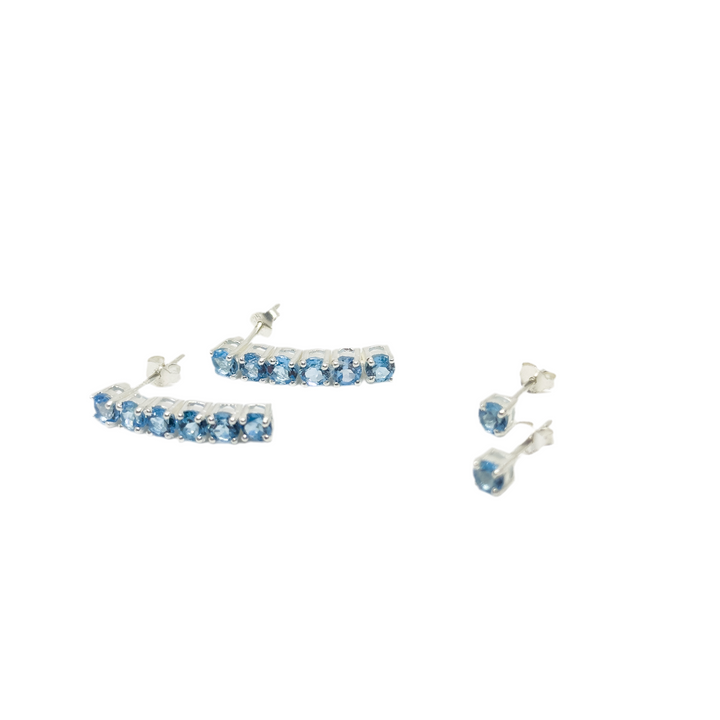 Unisex Blue Topaz Studs