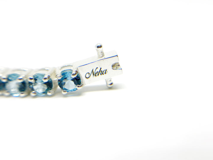 Unisex Blue Topaz Tennis Bracelet