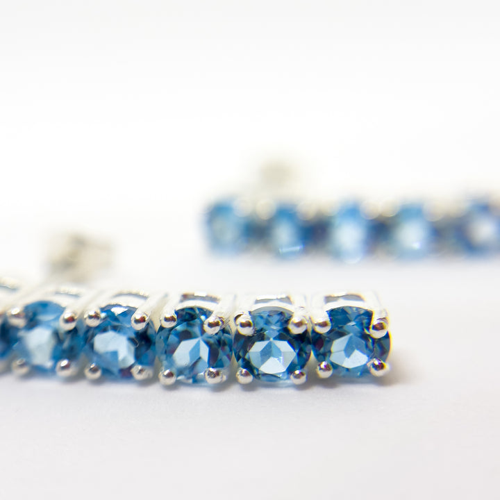 Unisex Blue Topaz Tennis Dangler