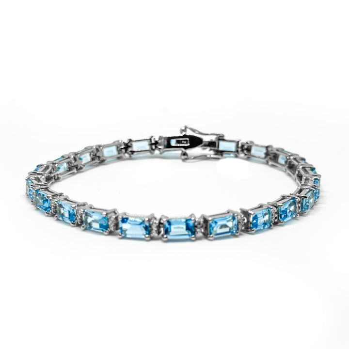 Unisex Blue topaz Tennis bracelet