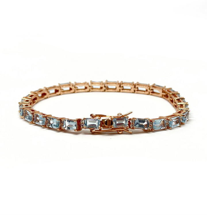 Unisex Blue topaz Tennis bracelet