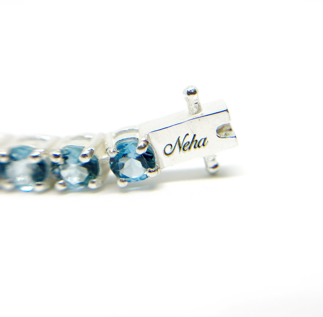 Unisex Blue Topaz Tennis Bracelet