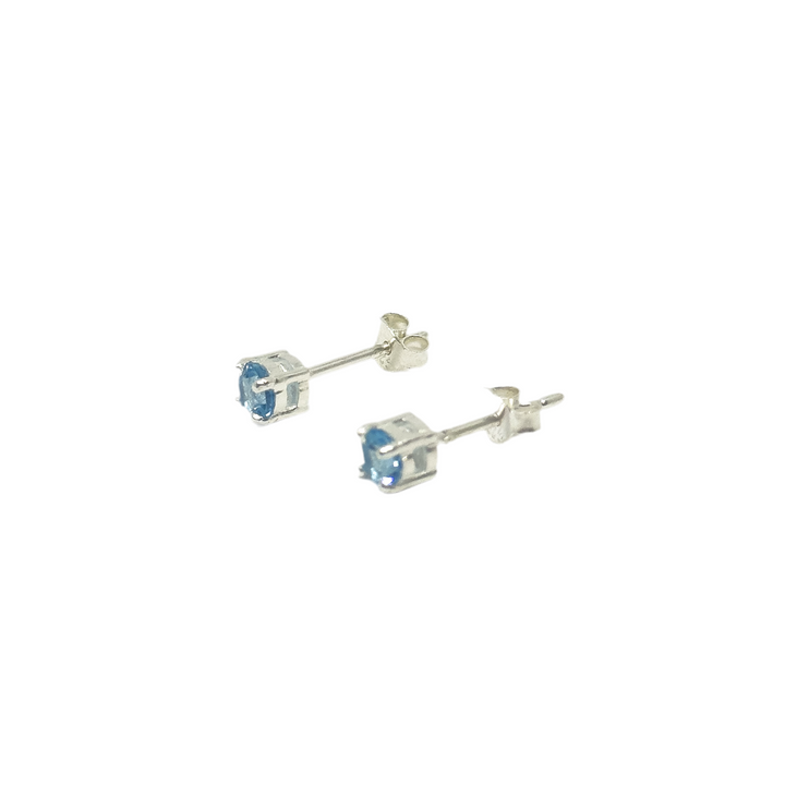 Unisex Blue Topaz Studs